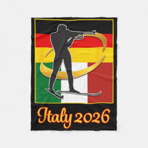 Italy 2026 Biathlon Japan Italy Flags 2026 Winter Fleece Blanket
