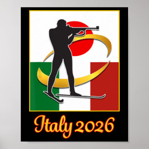 Italy 2026 Biathlon Japan Italy Flags 2026 Winter  Poster