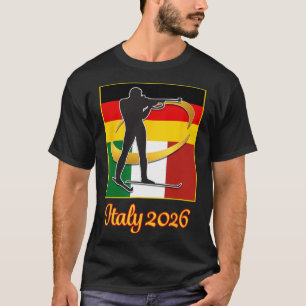 Italy 2026 Biathlon Japan Italy Flags 2026 Winter T-Shirt