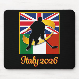 Italy 2026 Ice Hockey United Kingdom Italy Flag Wi Mouse Mat