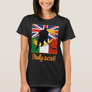 Italy 2026 Ice Hockey United Kingdom Italy Flag Wi T-Shirt