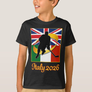 Italy 2026 Ice Hockey United Kingdom Italy Flag Wi T-Shirt
