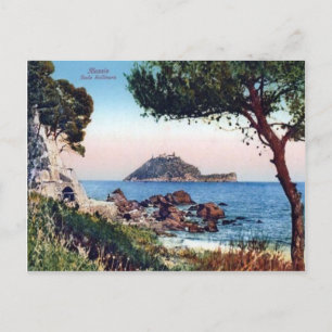 Italy,  Alassio, Beach and offshore island Postcard