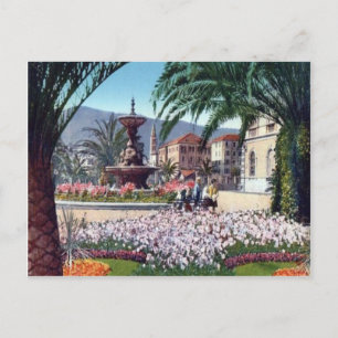 Italy,  Alassio, Flowers round the fountain Postcard
