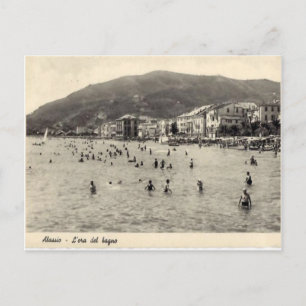 Italy, Alassio, Swimming in the Mediterranean Postcard