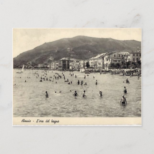 Italy,  Alassio, Swimming in the Mediterranean Postcard (Front)
