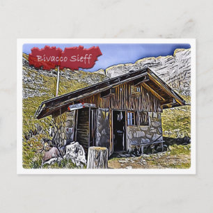 Italy - alpine hut Bivacco Sieff - Dolomiti - Postcard