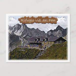 italy - alpine hut Viel dal Pan - Dolomiti - Postcard