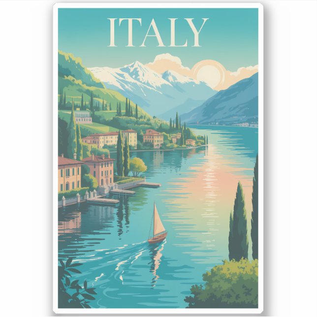 Italy Amalfi Coast Illustration Travel Art Vintage (Front)