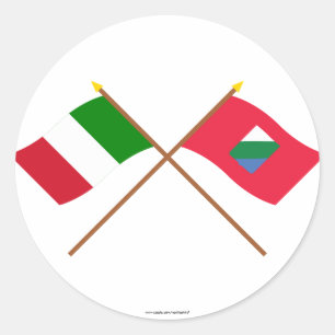 Italy and Abruzzo crossed flags Classic Round Sticker