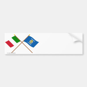 Italy and Calabria crossed flags Bumper Sticker
