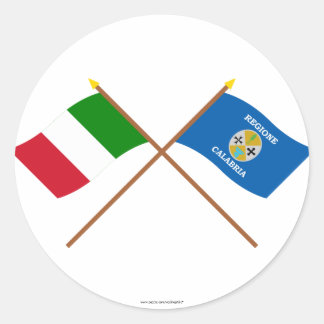 Italy and Calabria crossed flags Classic Round Sticker