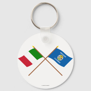 Italy and Calabria crossed flags Key Ring