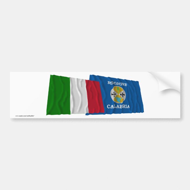 Italy and Calabria waving flags Bumper Sticker (Front)