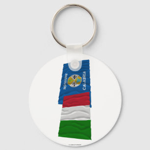 Italy and Calabria waving flags Key Ring