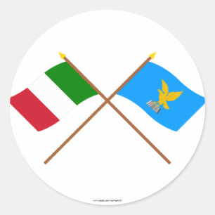 Italy and Friuli-Venezia Giulia crossed flags Classic Round Sticker