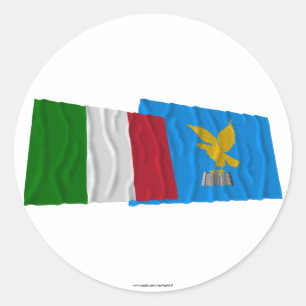 Italy and Friuli-Venezia Giulia waving flags Classic Round Sticker