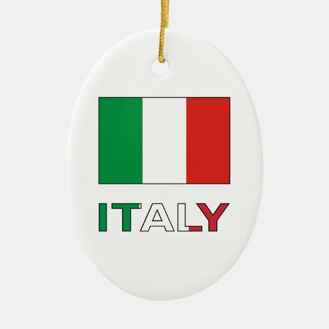 Italy and Italian Flag Ceramic Tree Decoration (Front)