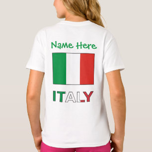 Italy and Italian Flag Green Personalisation Girl T-Shirt