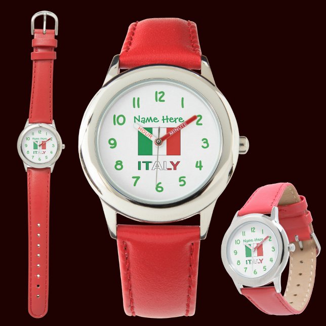 Italy and Italian Flag Green Personalisation Kid's Watch (Creator Uploaded)