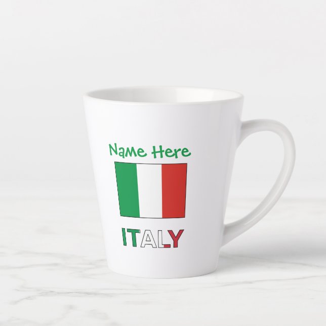 Italy and Italian Flag Green Personalisation  Latte Mug (Right)