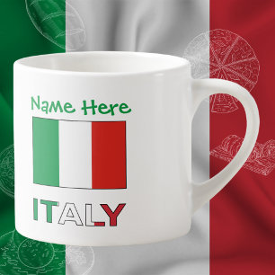 Italy and Italian Flag Green Personalised Espresso Cup