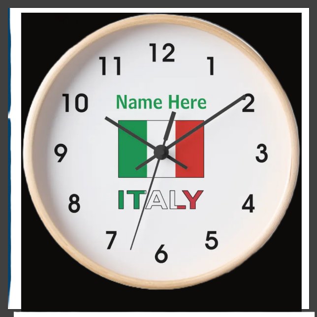 Italy and Italian Flag Personalised  Large Clock (Creator Uploaded)