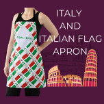 Italy and Italian Flag Tiled Green Personalisation Apron<br><div class="desc">Personalised apron features the Italian Flag with the word ITALY below in the colours of IL Tricolore. Design is tiled for a more artistic aesthetic. The white fractal of squiggly squares holds a place for a name, in green letters, for a personalised look. If you need to create a customised...</div>