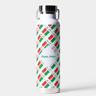 Italy and Italian Flag Tiled Green Personalisation Water Bottle