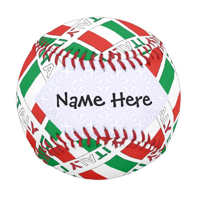 Italy and Italian Flag Tiled with Your Name Baseball (Front)