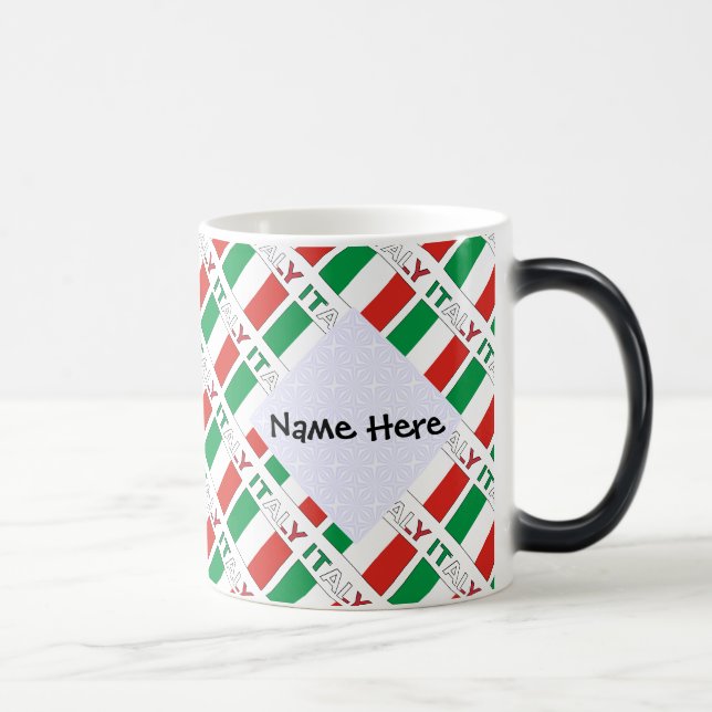 Italy and Italian Flag Tiled with Your Name Magic Mug (Right)