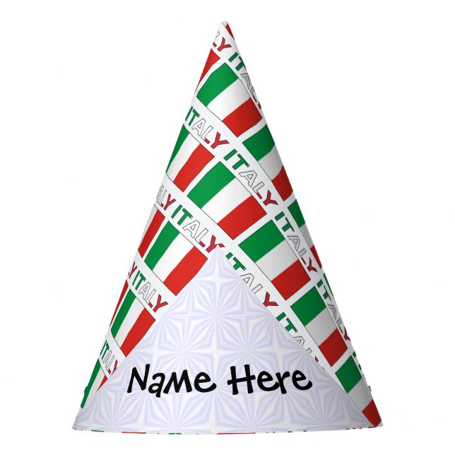 Italy and Italian Flag Tiled with Your Name Party Hat (Front)