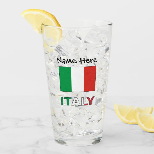 Italy and Italian Flag with Your Name Glass (Front Ice)