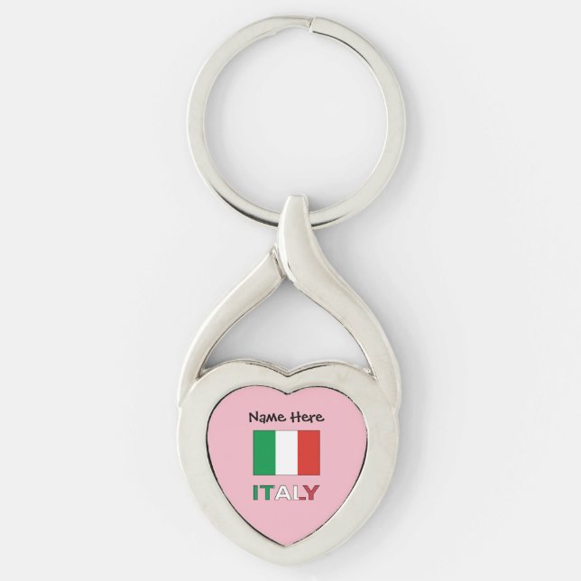 Italy and Italian Flag with Your Name Key Ring (Front)
