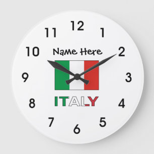 Italy and Italian Flag with Your Name Large Clock