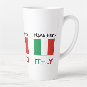 Italy and Italian Flag with Your Name Latte Mug