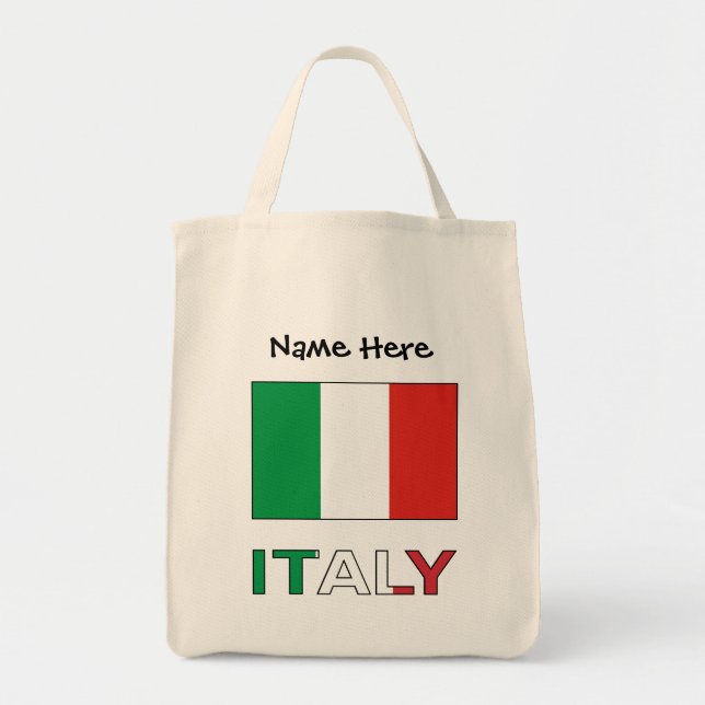 Italy and Italian Flag with Your Name Tote Bag (Front)