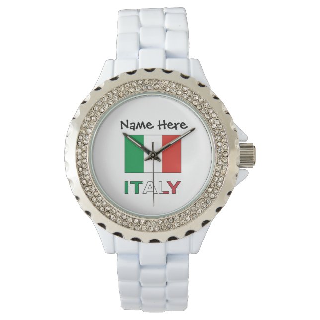 Italy and Italian Flag with Your Name Watch (Front)