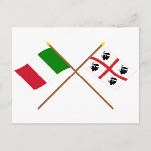 Italy and Sardegna crossed flags Postcard