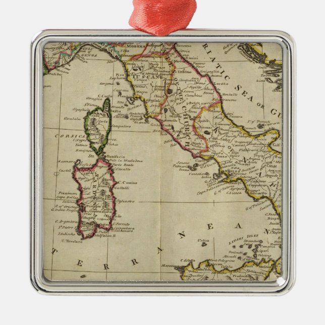 Italy, and Sardinia Metal Tree Decoration (Front)