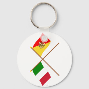 Italy and Sicilia crossed flags Key Ring