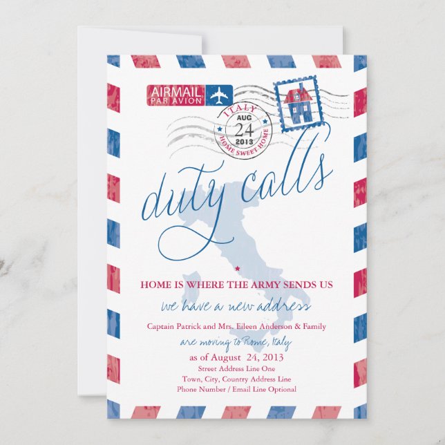 Italy Antique Airmail Military Moving Announcement (Front)