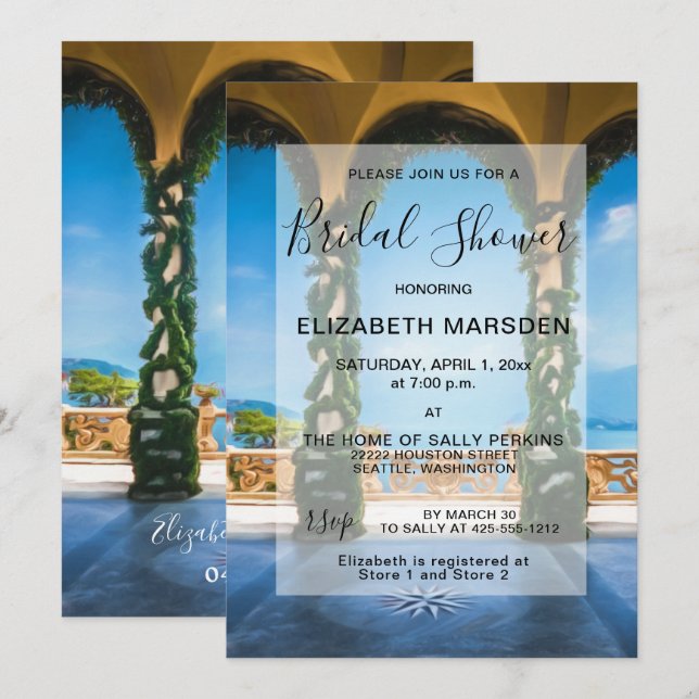 Italy Arches Elegant Bridal Shower Invitation (Front/Back)