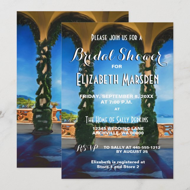 Italy Arches Elegant Bridal Shower Invitation (Front/Back)