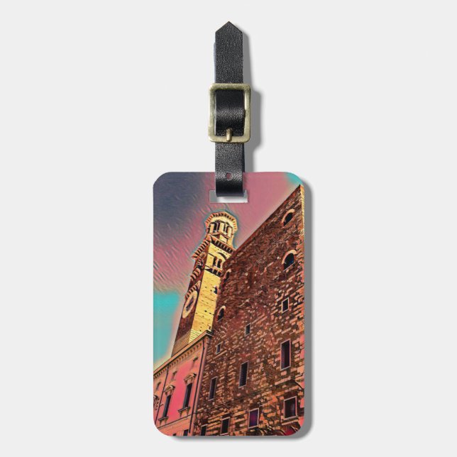 Italy architecture painting luggage tag (Front Vertical)
