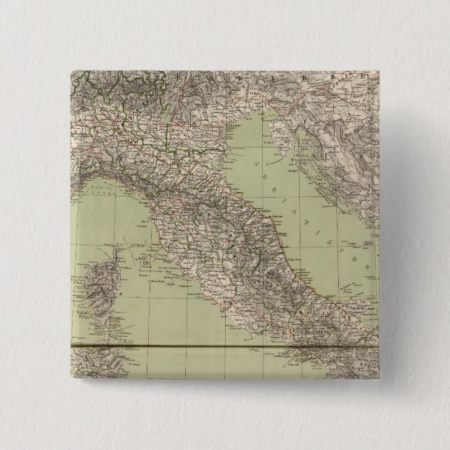 Italy Atlas Map 15 Cm Square Badge (Front)