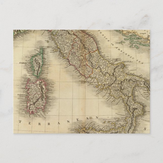 Italy Atlas Map Postcard (Front)