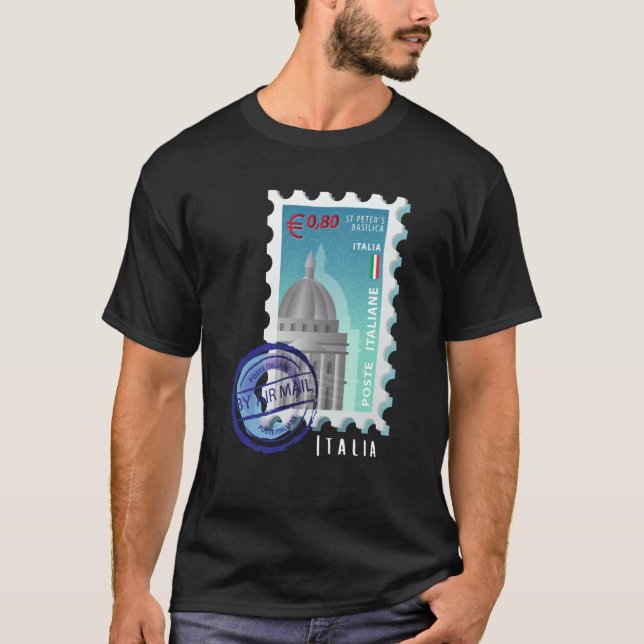 Italy Basilica Vatican Stamp Italophile Souvenir T-Shirt (Front)