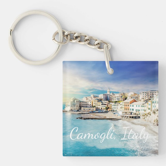 Italy Beach Ocean Mediterranean Scenic Painting   Key Ring (Front)