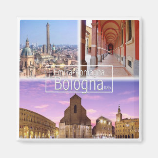 Italy BOLOGNA, Piazza Maggiore, Two Towers, Fridge Magnet